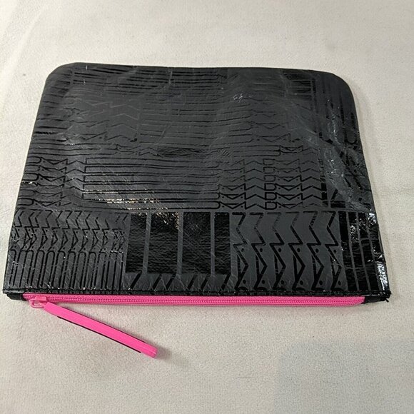 M.A.C. MAC Cosmetics Bag Black Pink Pouch 7.5" x 6" Makeup Jewelry Travel Zip - Picture 6 of 12